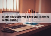 区块链可以投资哪种货币基金公司[区块链币种可以投资吗]